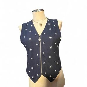 vintage 90s blue and white star Women's Vest